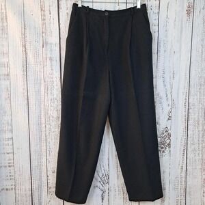 Vintage NORTON MCNAUGHTON 12P Black 100% Wool Lined Pleated Front Dress Pants